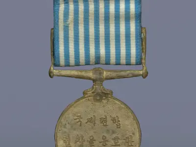 My grandfathers UN medal from forgotten    Korean War 3D model