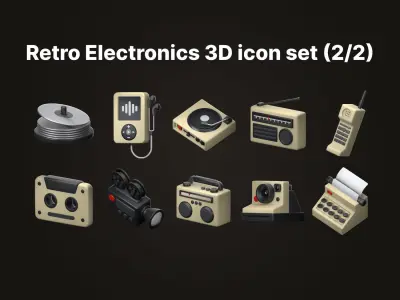 Retro Electronics 3D icon Set UX UI Web 3d rendering  3D model