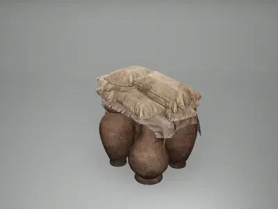 Viking Pots Low Poly Game Ready Low-poly 3D model