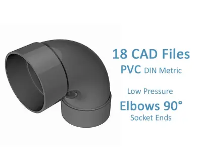 PVC Low Pressure Elbows 90 Degrees - Socket Ends Free 3D model