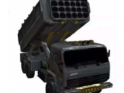 Heavy MLRS Rocket Launcher Truck Low-poly 3D model