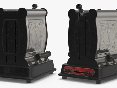 Vintage Art Deco Style Toaster Aged Metal Black 3D model
