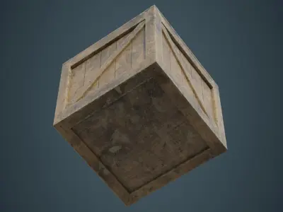 Wooden Box 1B Low-poly 3D model
