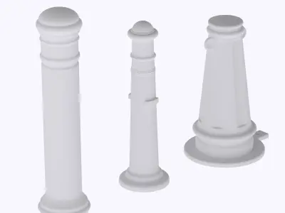 Set of 3 urban bollard 1 train model  3D print model purchase