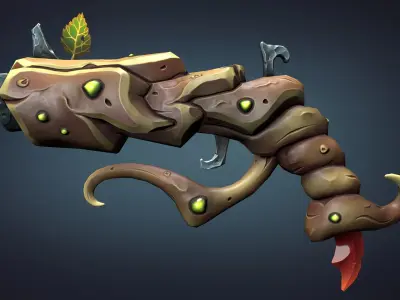 Wooden pistol Low-poly 3D model