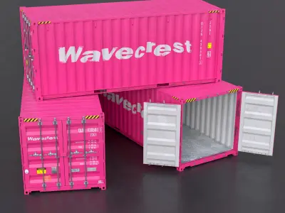 20ft Cargo Container Pink Low-poly 3D model