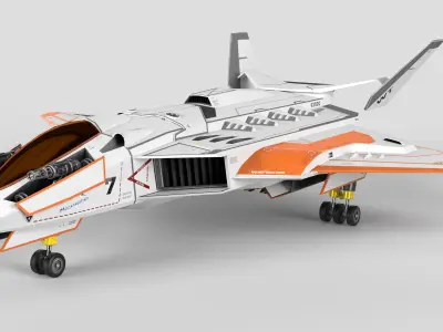 Spaceship Fighter Jet Airplane Sci-Fi Low-poly 3D model