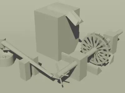 ancient mill -loop animation- Free low-poly 3D model
