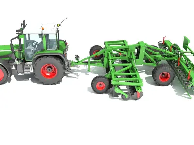 Tractor with Disc Harrow 3D model get