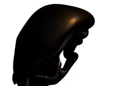 SciFi Biomechanical Alien Skull Low-poly 3D model