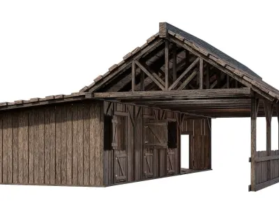 FREE Old Simple Wooden Farm Barn 2K GameReady 002 Free low-poly 3D model