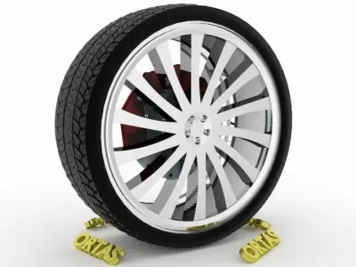 ORTAS CAR WHEEL RIM 125 GAME READY WHEEL RIM TIRE 3D model