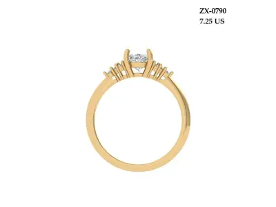 Oval Solitaire Ring 3D print model 16