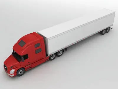 Volvo Semi Truck With Box Trailer 3D model