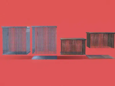 Retro 2 Cage Set PSX Low-poly 3D model