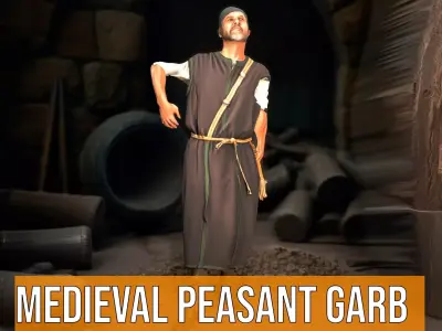 Medieval Peasant Garb model pack Low-poly 3D model