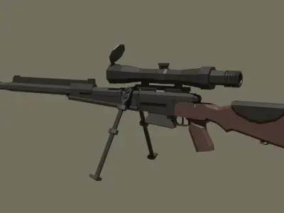 FR F2 sniper rifle Low-poly 3D model
