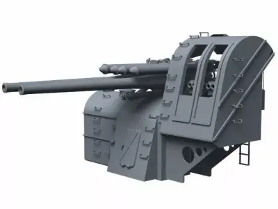 Type 89 40 caliber 12cm high angle gun 3D model