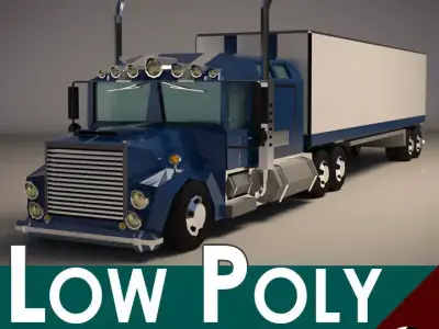 Low-Poly Cartoon Lorry Truck Low-poly 3D model