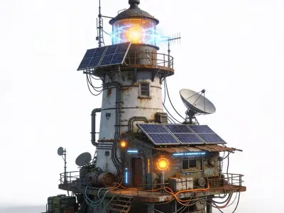 Advanced Sci-Fi Survivor Lighthouse 3D Model Low-poly 3D model