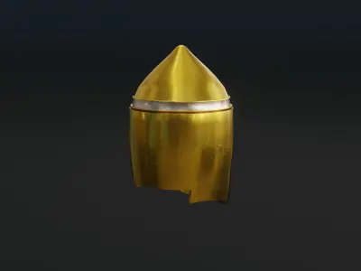 Golden Medieval city guard helmet Low-poly 3D model