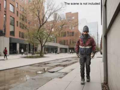Walking Homeless Man 3D model