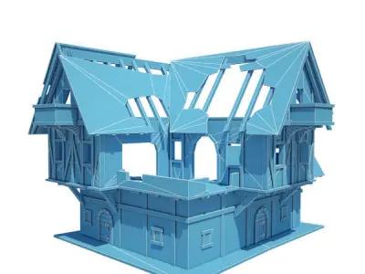 Medieval Building 12 Ruined Coaching Inn Low-poly 3D model