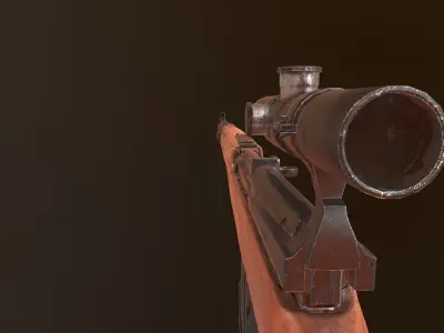 SVT-40 Semi-Automatic rifle - PBR Low Poly Model Low-poly 3D model