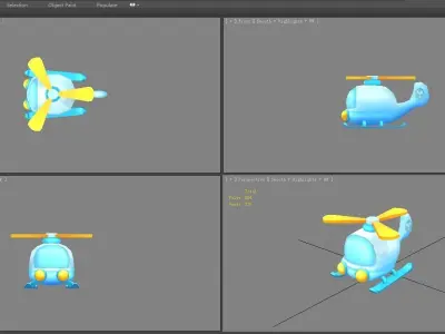 Cartoon toy airplane - helicopter Low-poly 3D model