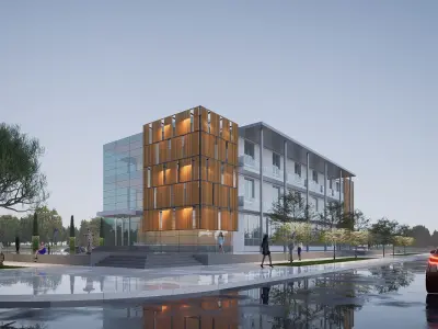 modern realistic building Low-poly 3D model