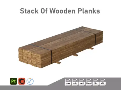 Stack Of Wooden Planks 3D model