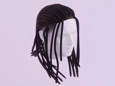 Long Dreads Style 1 - Part Braided  Low-poly 3D model