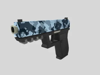 no brand low poly handgun 1 Low-poly 3D model
