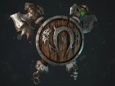 Orc Shield and Axes - World of Warcraft Low-poly 3D model