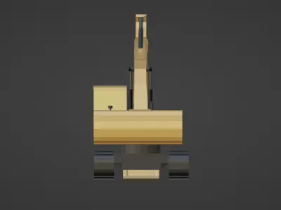 Excavator Low-poly wooden machine Low-poly 3D model