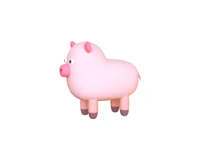 Low-Poly Pig Animated - Fun World Animal  Low-poly 3D model