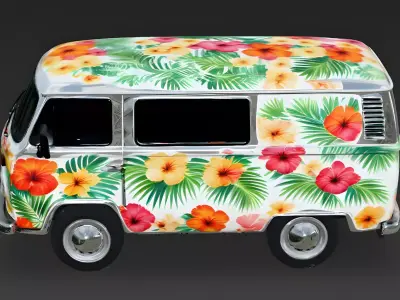 Tropical-Breeze Camper Van 3D Model Low-poly 3D model
