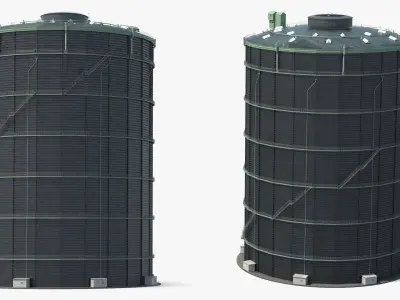 Cylindrical Gas Storage Tower 3D model