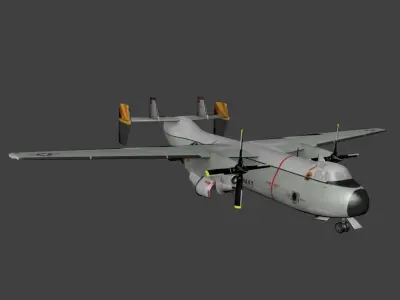 Grumman-C-2-Greyhound military plane with propellers flying i... Free low-poly 3D model