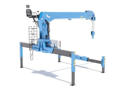  Mobile Crane with Operator Seat Rigged for Cinema 4D 