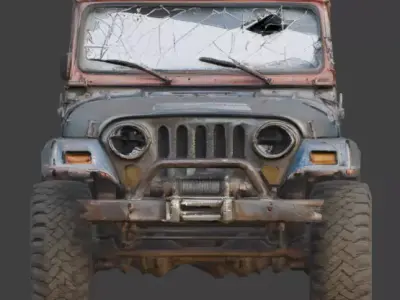 Damaged Post Apocalyptic Off Road Jeep 3D Model V01 Low-poly 3D model