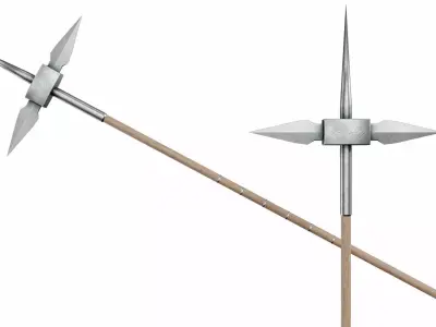 Cross tipped spear Low-poly 3D model