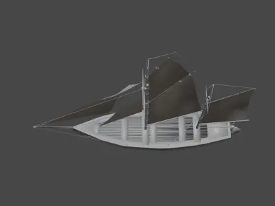  Wooden boat Low-poly 3D model