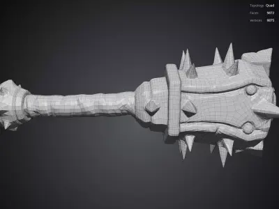 Spiked Mace with Lava 3D model