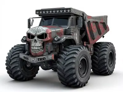 Gothic Skull Mining Truck 3D Model Low-poly 3D model