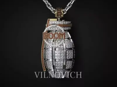 THE PENDANT IS AN ARMY GRENADE ENCRUSTED WITH STONES 3D print model