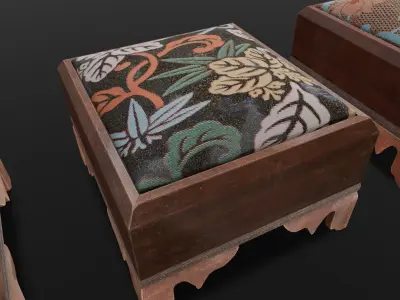 Wooden 3 IN 1 Cushion Low-poly 3D model