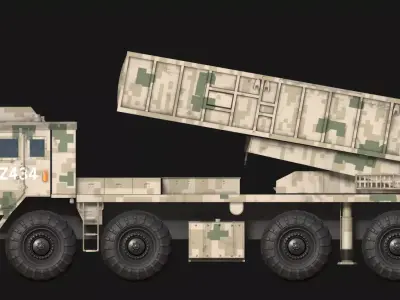 China PHL-191 rocket artillery Low-poly 3D model