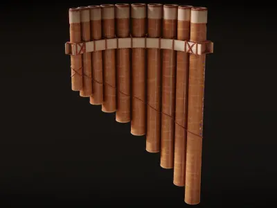 Hand-Painted Pan Flute Low-poly 3D model