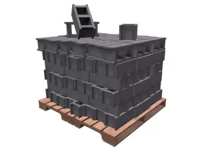 Brick pallet Low-poly 3D model